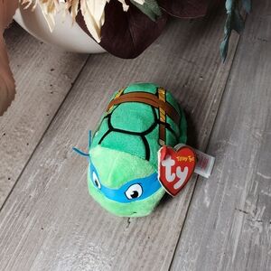 TY Beanie Babies Teeny Tys Stackable Nickelodeon TMNT LEONARDO 3" Plush NEW